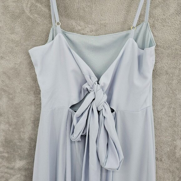 Show Me Your Mumu SMYM Lauren Tie Back Chiffon ALine Gown Dress M Steel Blue New - Picture 9 of 14